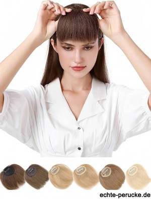 Clip in Haar Bangs 100% Menschliche Haar Extensions Clip auf Seite Fringe mit natürlichen flachen ordentlichen Bangs mit Tempeln für Frauen Einteiliges Haarteil