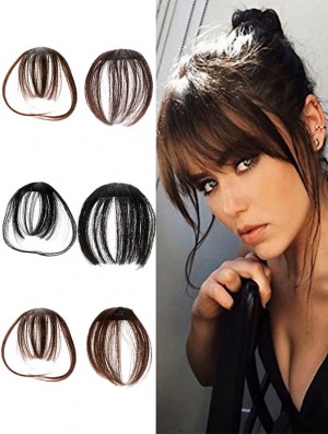 Clip in Bangs 100% Menschliche Haarverlängerungen Rotbraun Clip auf Fringe Bangs mit nettem Netz Natürliche flache ordentliche Bangs mit Tempeln für Frauen Einteiliges Haarteil