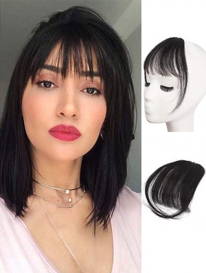 Clip in Fringe Menschliches Haar 100% Real Hair Fringe Extensions Clip in French Bangs Fringe mit Tempeln Clip auf Fringe Bangs Real Hair Pieces für Frauen Natürliche Farbe Waschbar