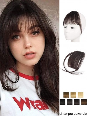 Clip in Fringe Menschliches Haar 100% Real Hair Fringe Extensions Clip in French Bangs Fringe mit Tempeln Clip auf Fringe Bangs Real Hair Pieces für Frauen Natürliche Farbe