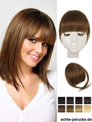 Clip in Fringe Menschliches Haar 100% Real Hair Fringe Extensions Clip in French Bangs Fringe mit Tempeln Clip auf Fringe Bangs Real Hair Pieces für Frauen Natürliche Farbe Waschbar