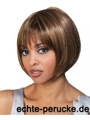 Kinnlänge Brown Straight Bobs Top Afroamerikaner Perücken