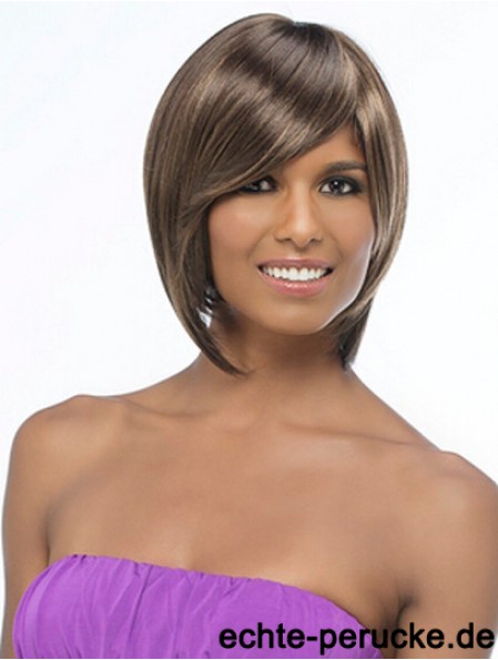 Kinnlänge Brown Straight Bobs Schlanke Afroamerikaner Perücken