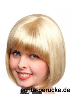 Kinnlänge Bobs Straight Blonde Erschwingliche synthetische Perücken