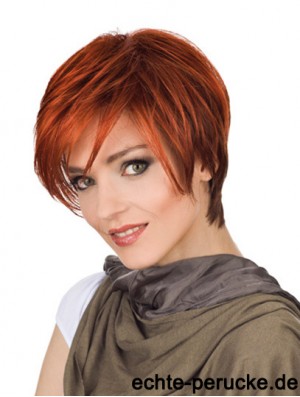 Robustes 8 Zoll Straight Red mit Pony Short Perücken