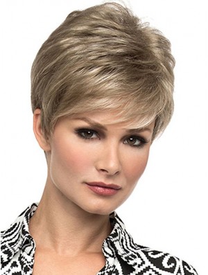 Erschwingliche 6  inchStraight Blonde Boycuts Short Perücken