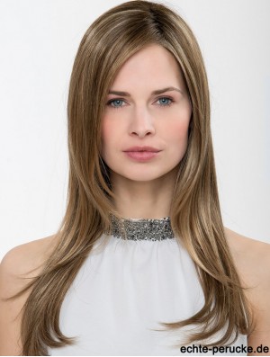 Synthetische Ombre / 2 Ton Straight 18  inchCapless ohne Pony Damen lange Perücke