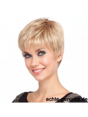 4 Zoll billigste gerade Boycuts blonde kurze Perücken