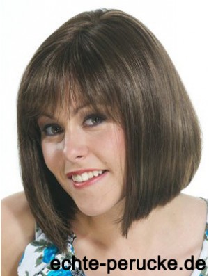 Brown Bob Perücke UK Mit Capless Straight Style Chin Länge