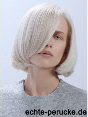 Kinnlänge gerade Spitze vorne platinblond trendige Bob Perücken